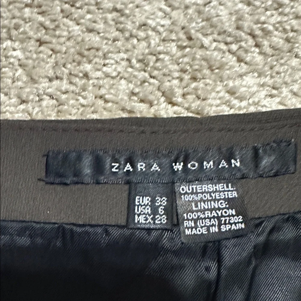 Zara Brown Midi Fit Flare Skirt Lace Detail on Bottom size 6